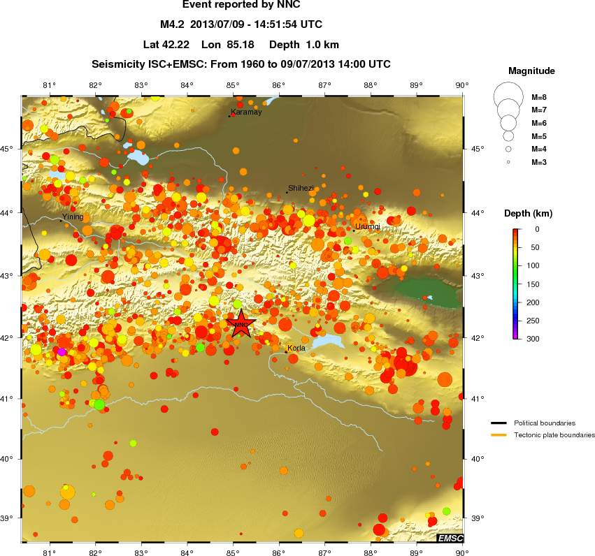 regional depth historical seismicity