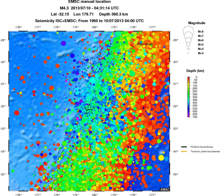 regional depth historical seismicity