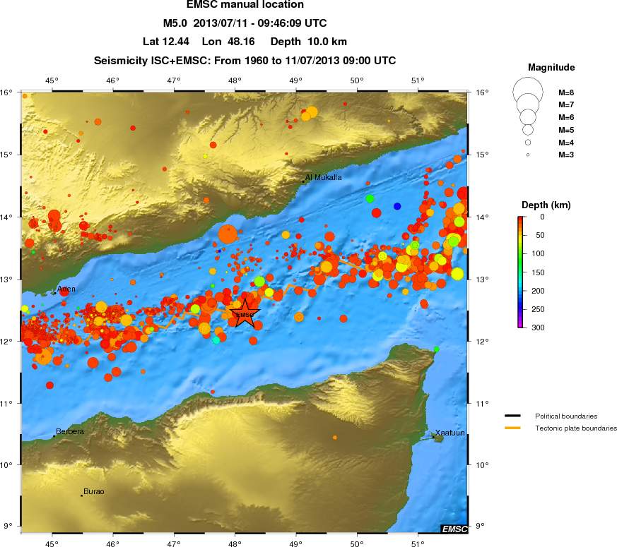 regional depth historical seismicity