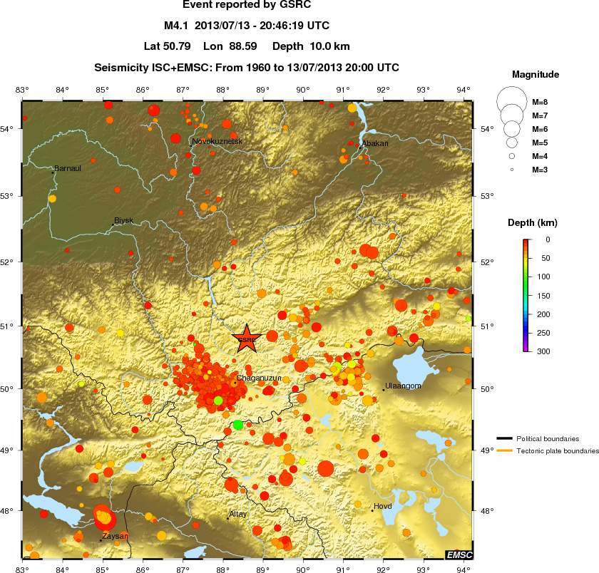 regional depth historical seismicity