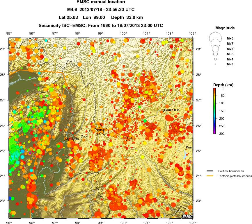 regional depth historical seismicity