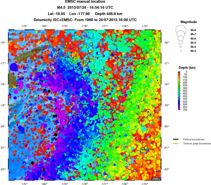 regional depth historical seismicity