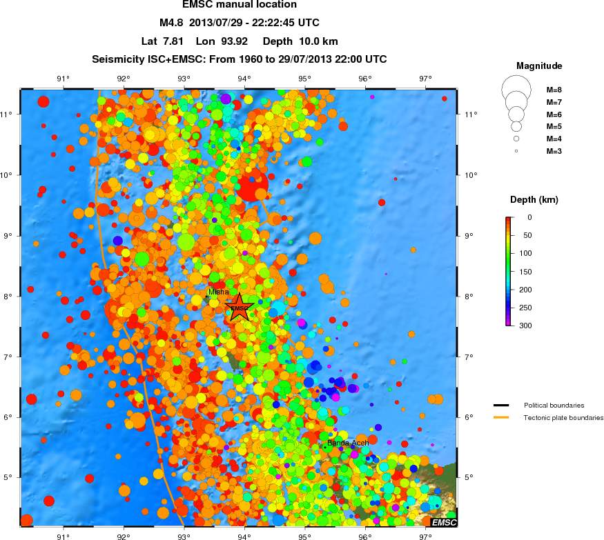 regional depth historical seismicity