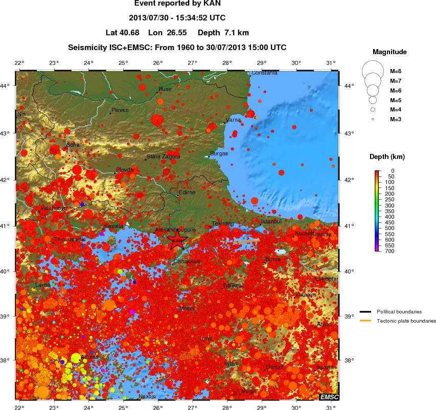 regional depth historical seismicity
