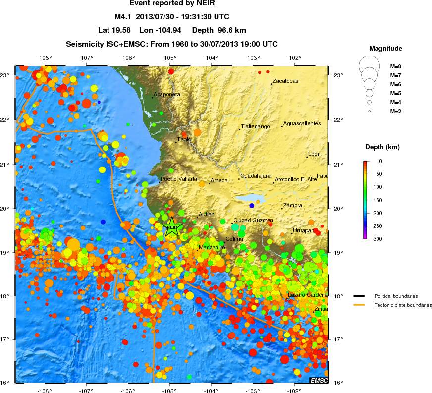 regional depth historical seismicity