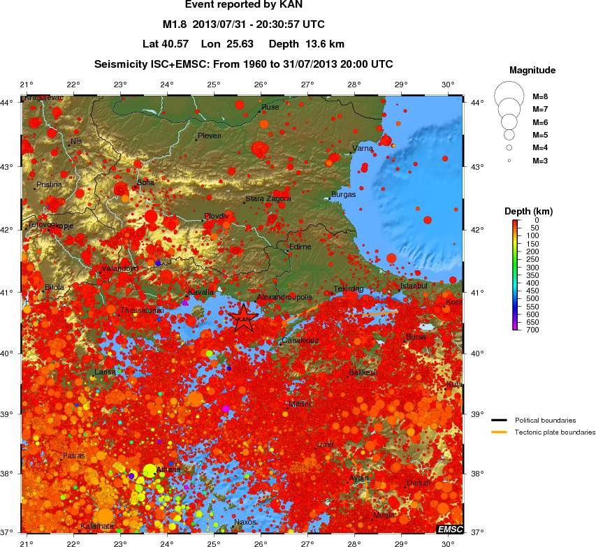 regional depth historical seismicity