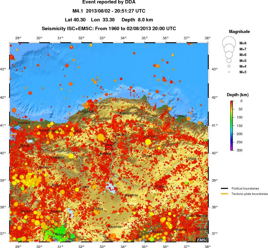regional depth historical seismicity