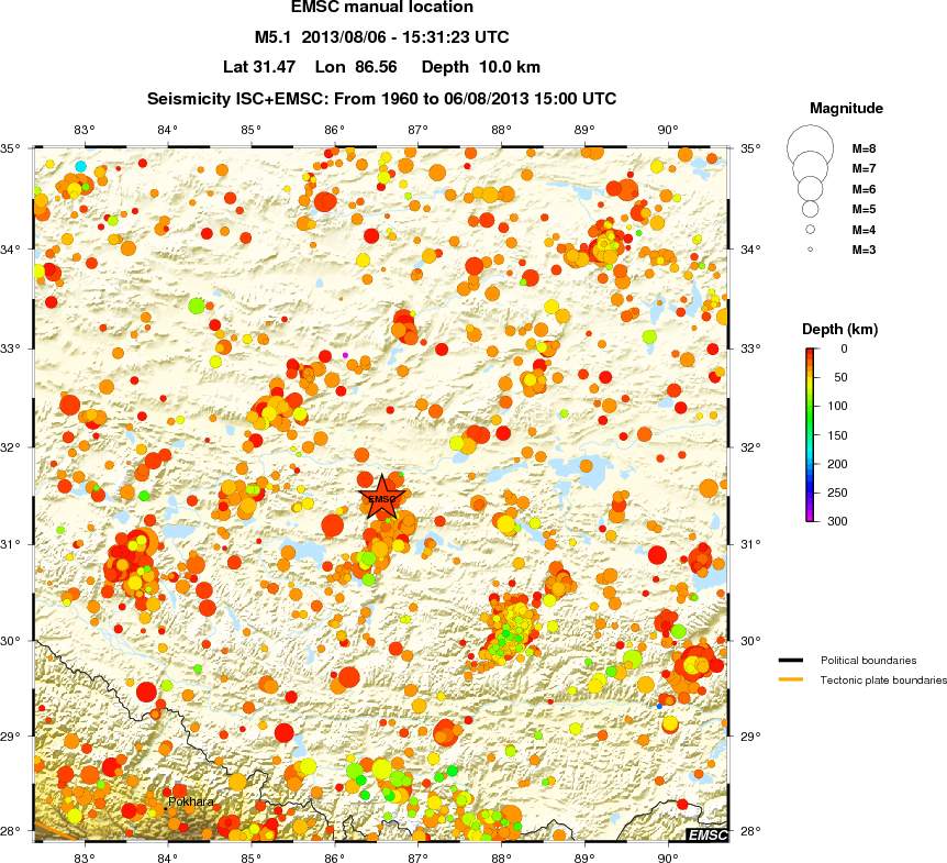 regional depth historical seismicity