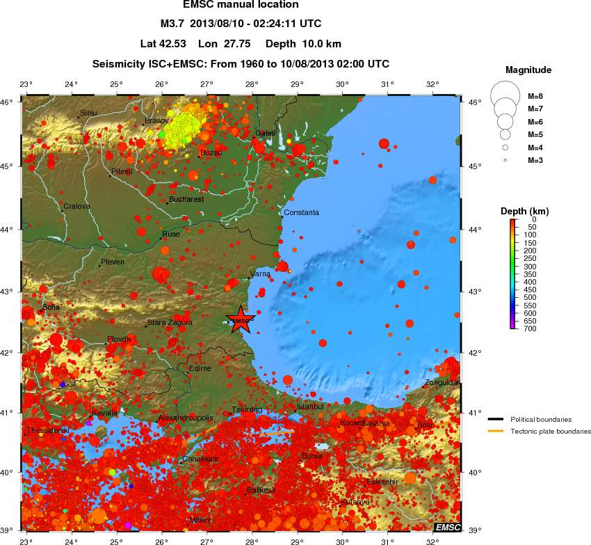 regional depth historical seismicity