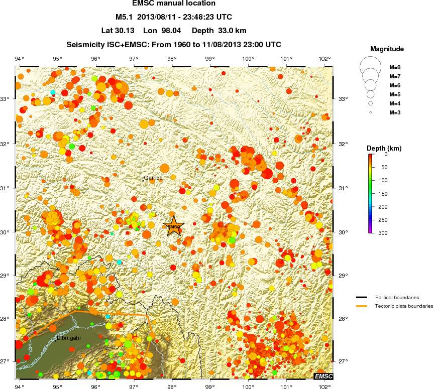 regional depth historical seismicity