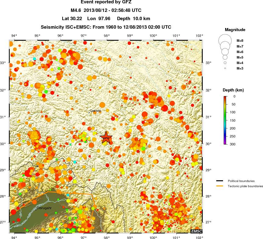 regional depth historical seismicity