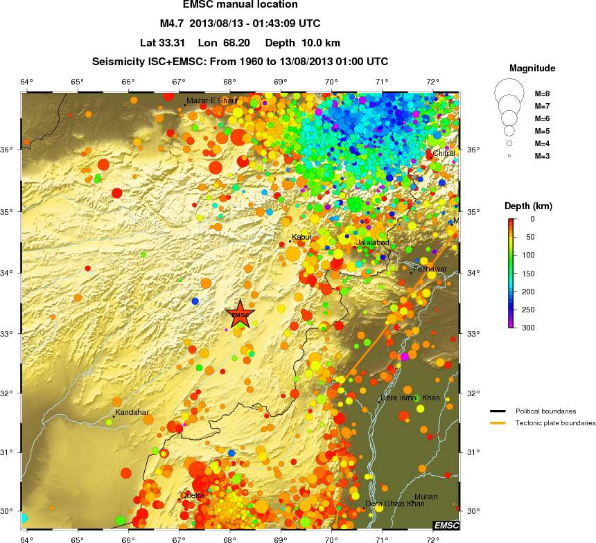 regional depth historical seismicity