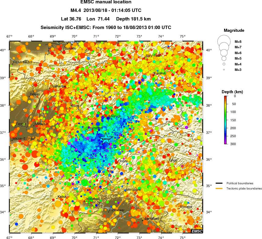 regional depth historical seismicity