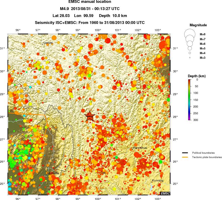 regional depth historical seismicity