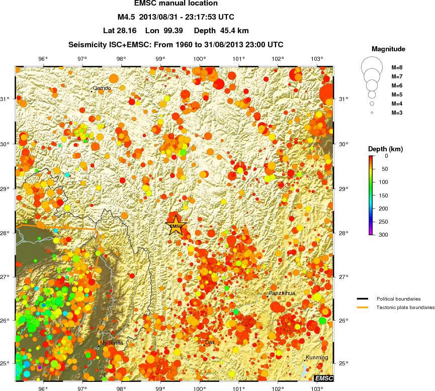 regional depth historical seismicity