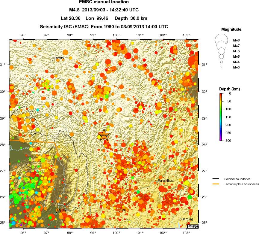 regional depth historical seismicity