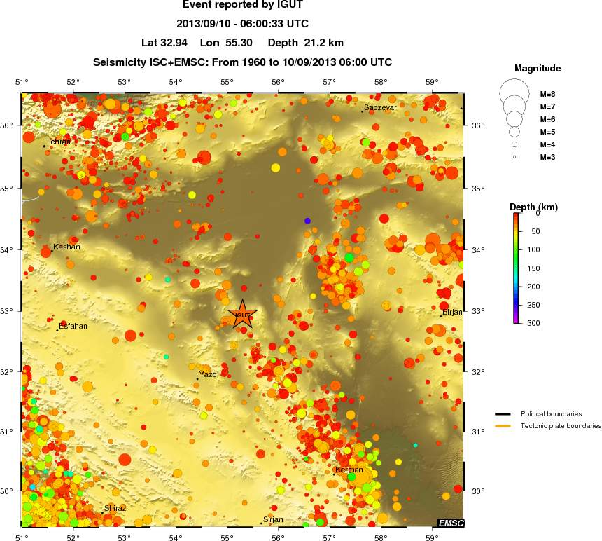 regional depth historical seismicity