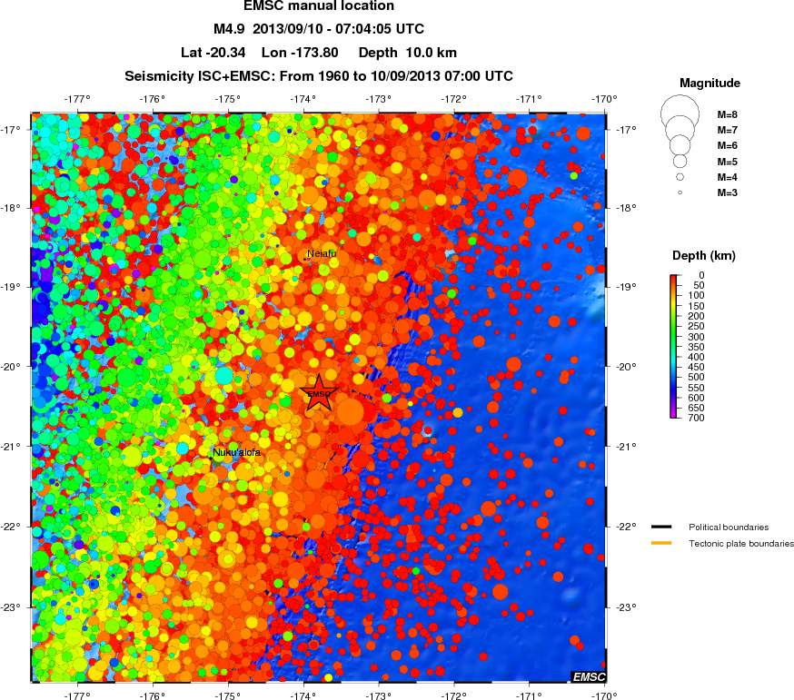 regional depth historical seismicity