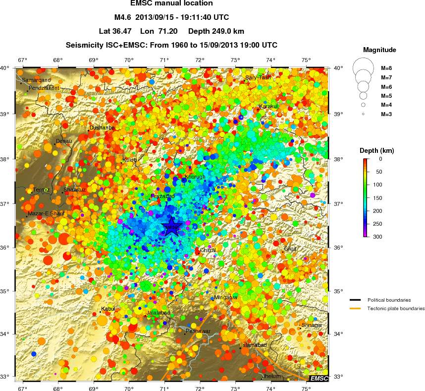 regional depth historical seismicity
