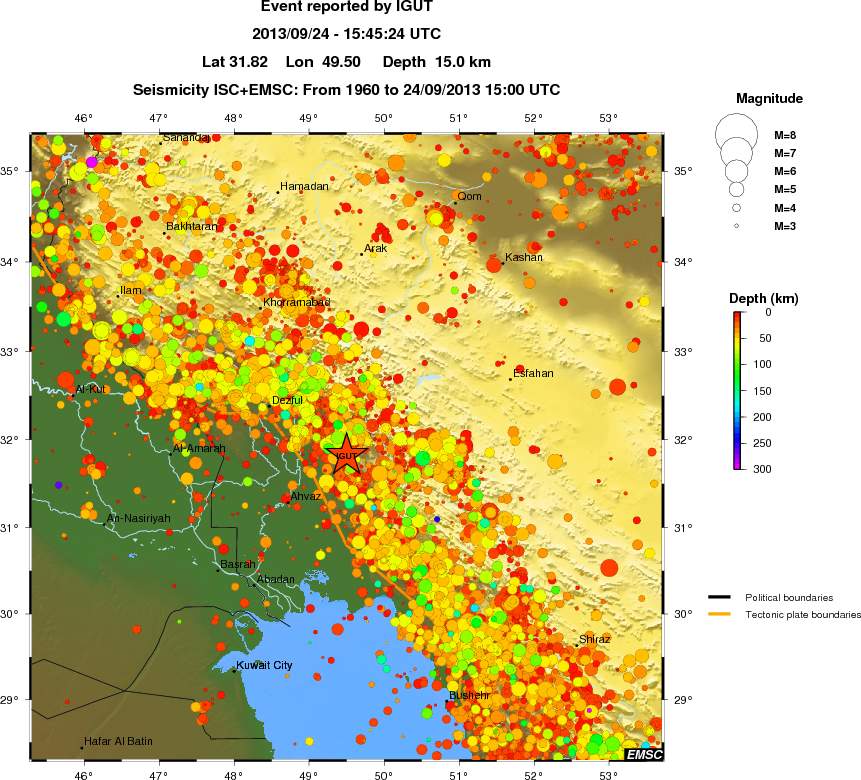 regional depth historical seismicity