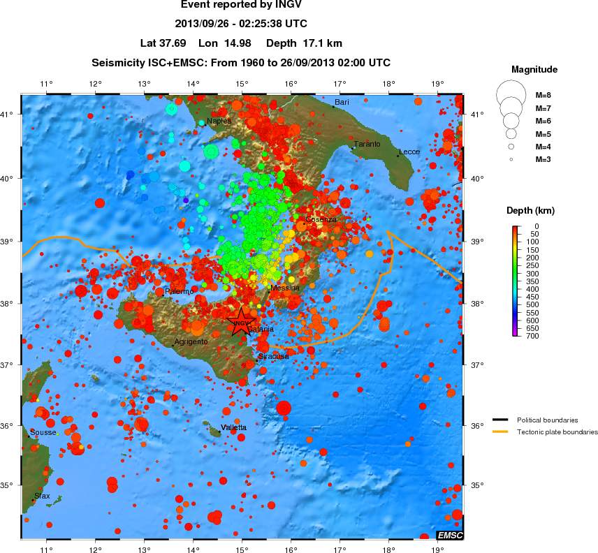 regional depth historical seismicity