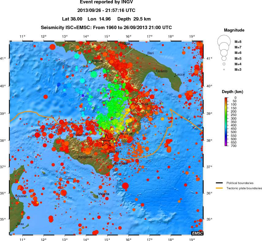 regional depth historical seismicity