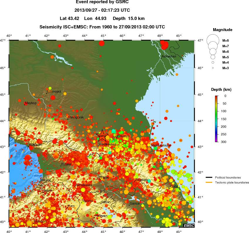 regional depth historical seismicity