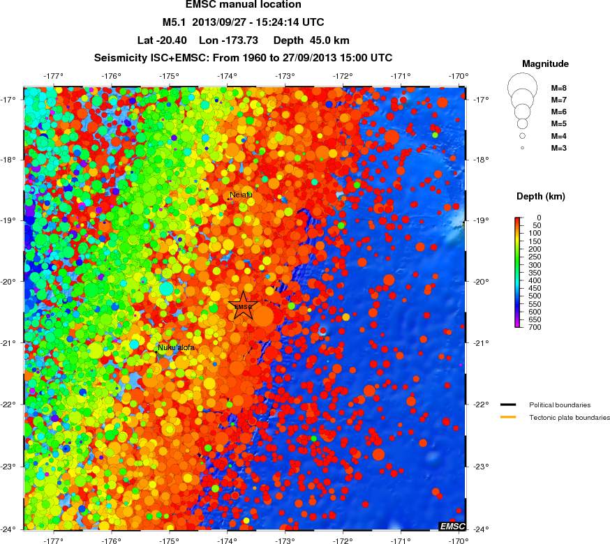 regional depth historical seismicity
