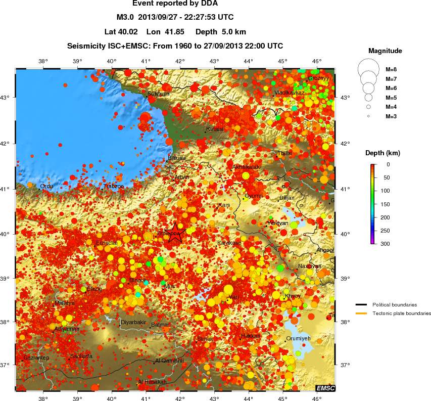 regional depth historical seismicity