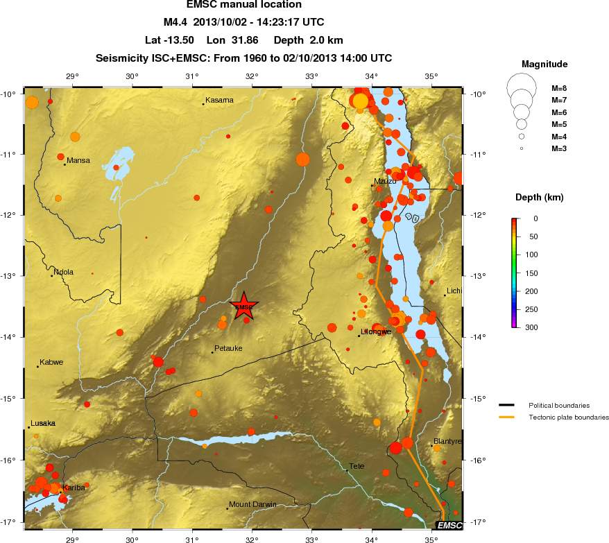 regional depth historical seismicity