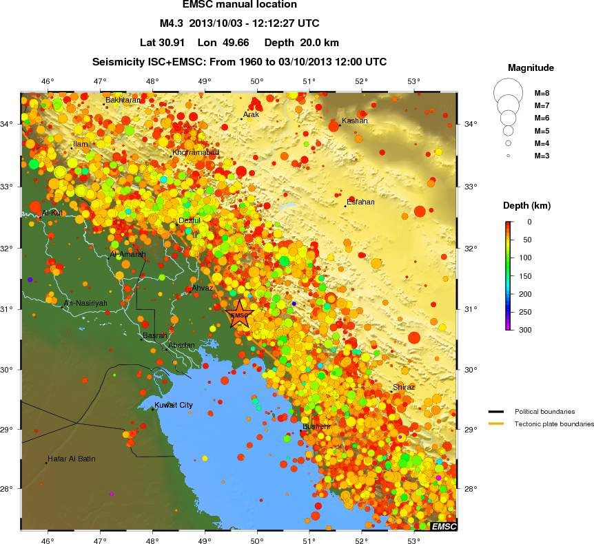 regional depth historical seismicity