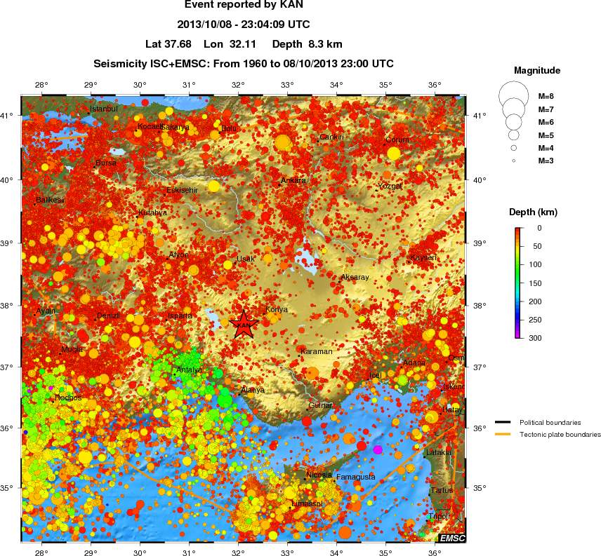 regional depth historical seismicity