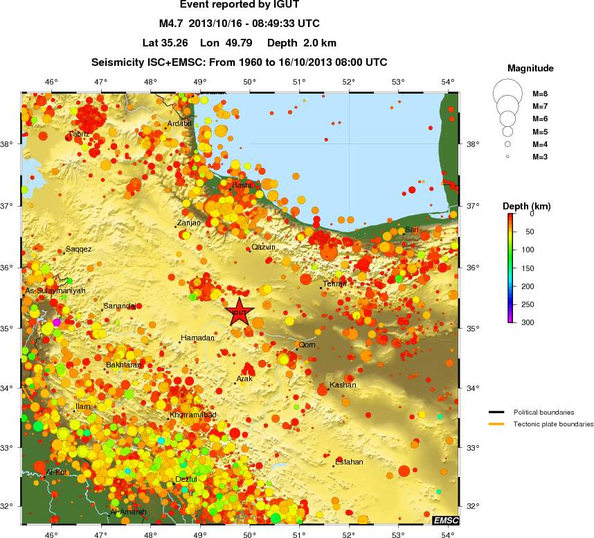 regional depth historical seismicity