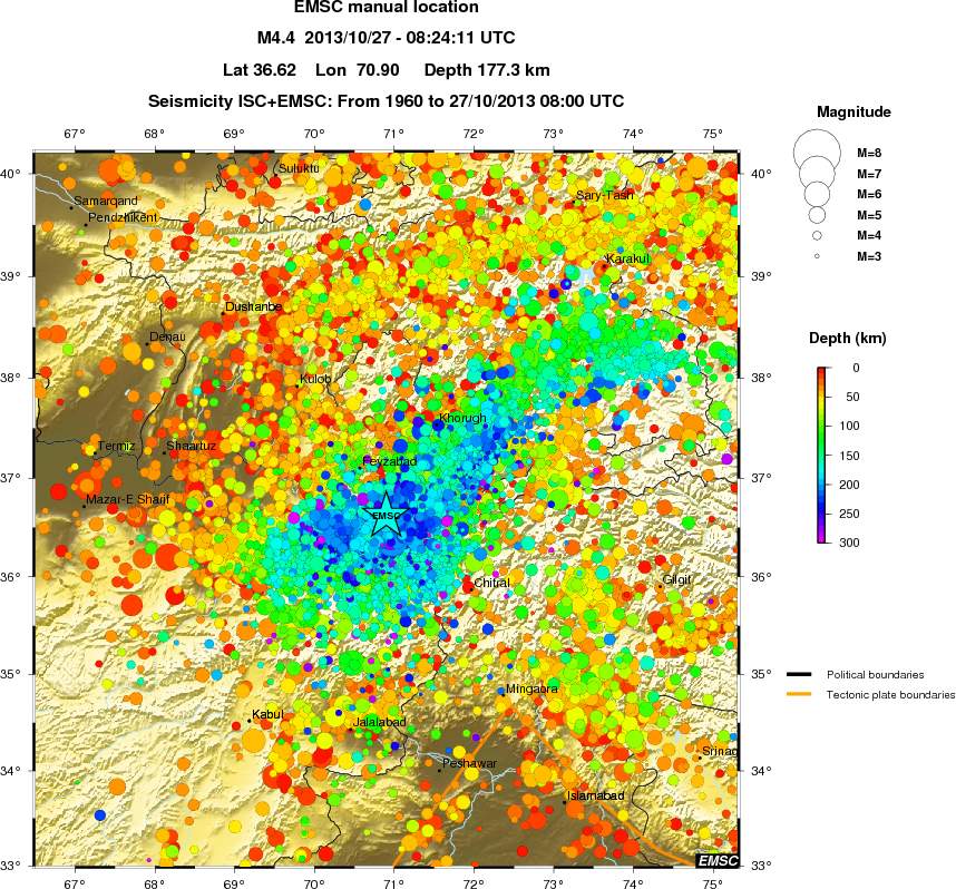 regional depth historical seismicity