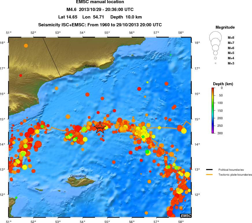 regional depth historical seismicity