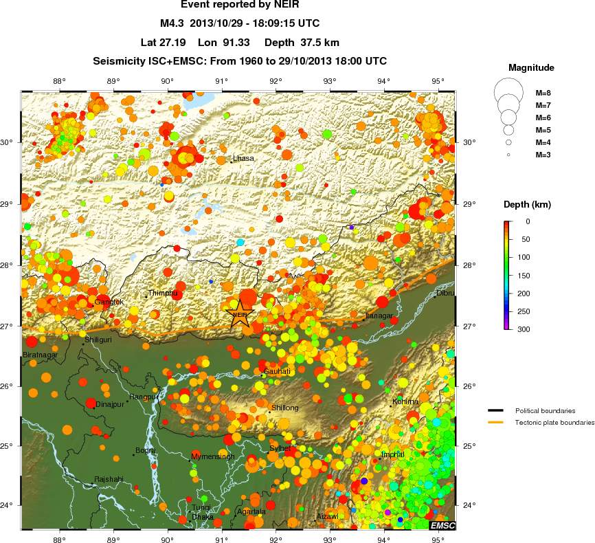 regional depth historical seismicity
