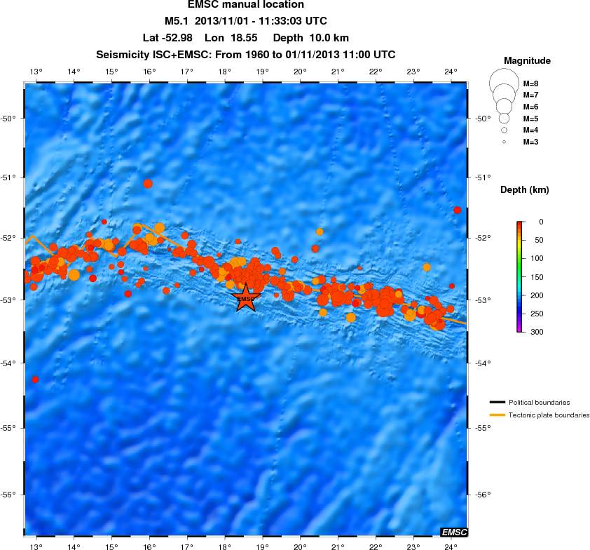 regional depth historical seismicity