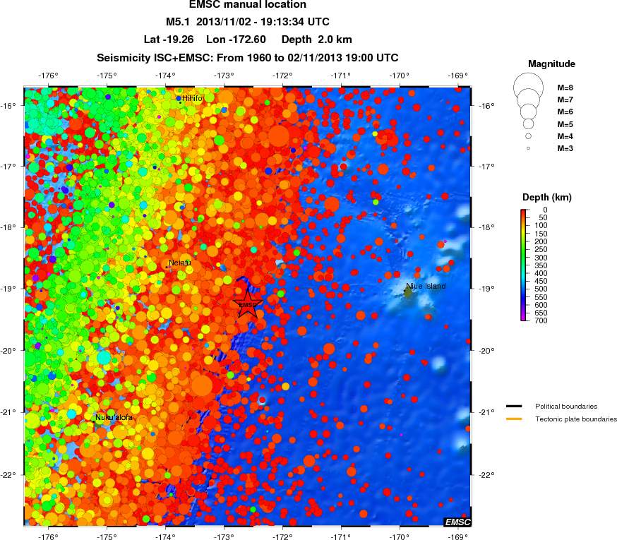 regional depth historical seismicity
