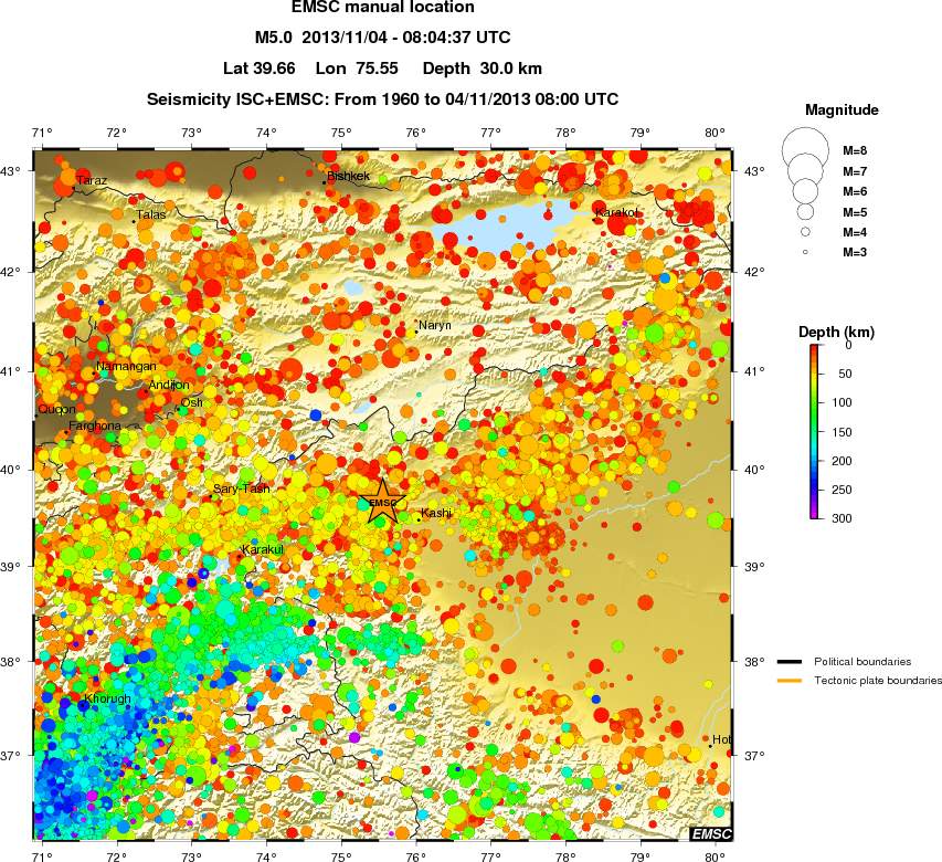 regional depth historical seismicity