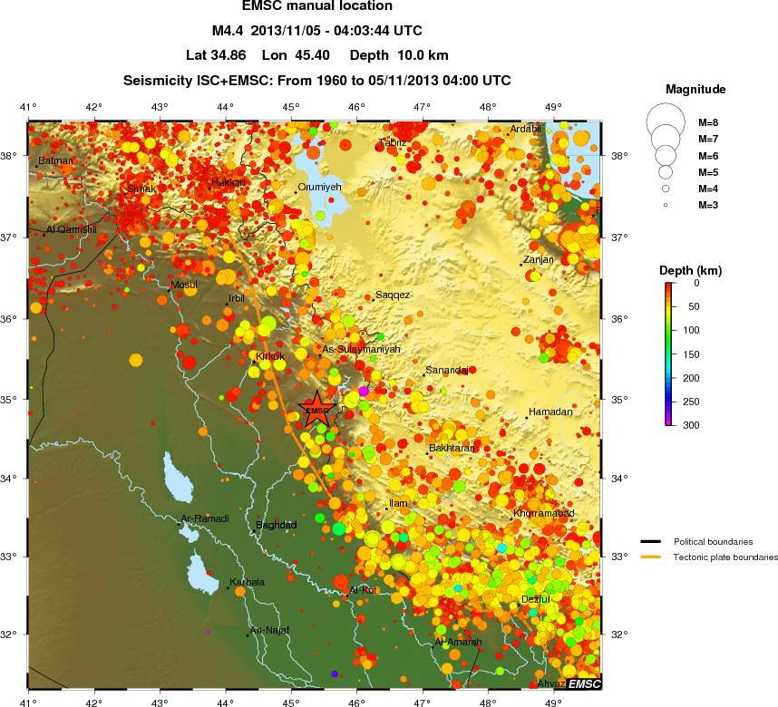 regional depth historical seismicity
