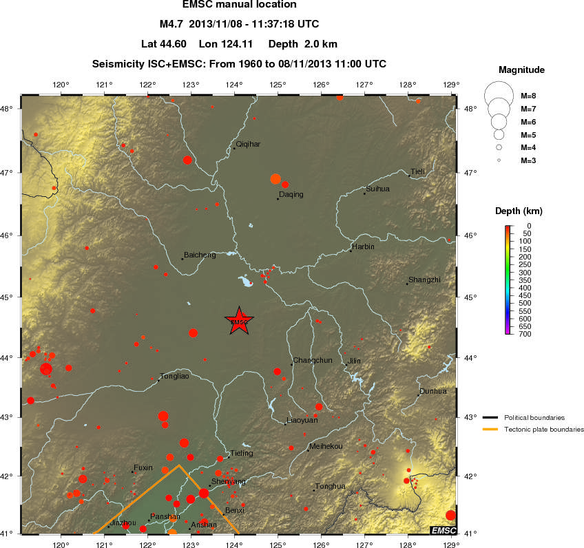 regional depth historical seismicity