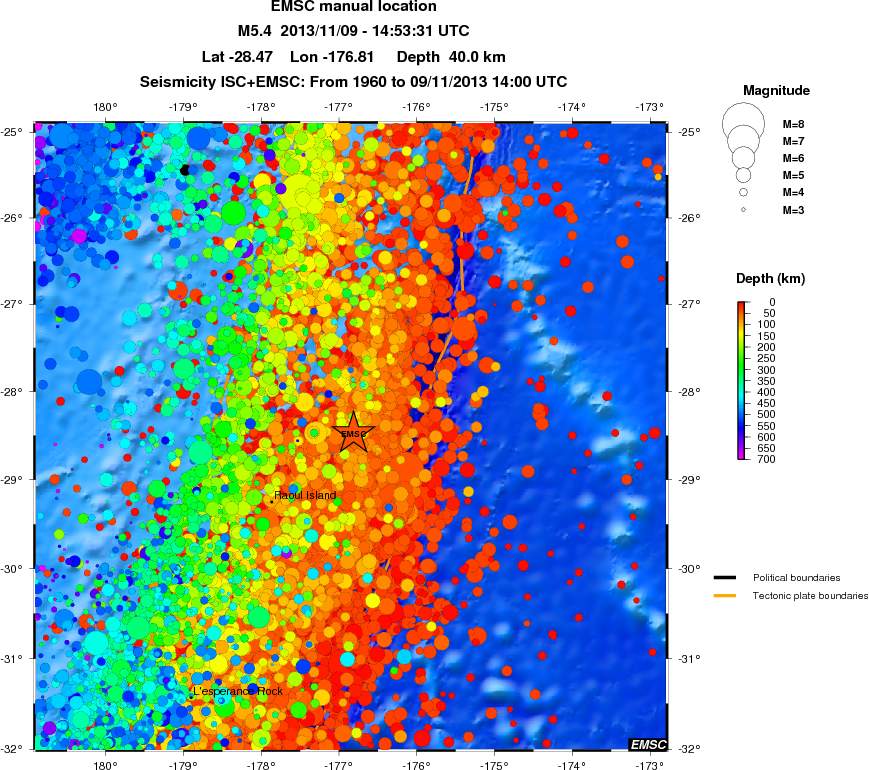 regional depth historical seismicity