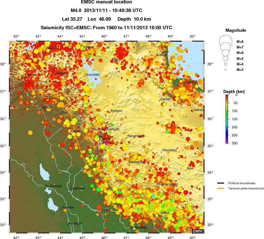 regional depth historical seismicity