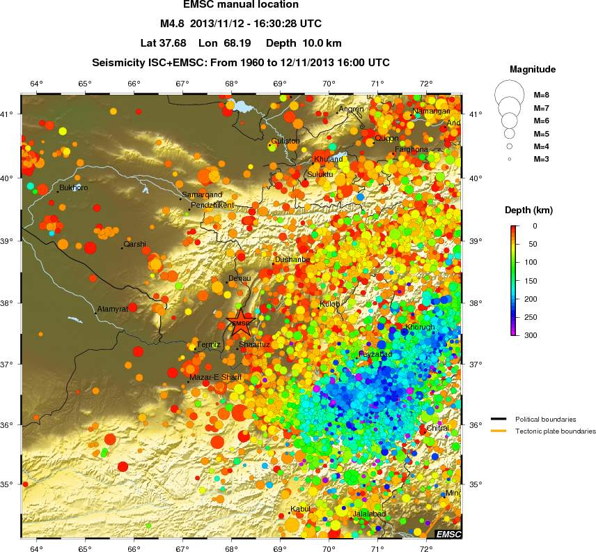 regional depth historical seismicity
