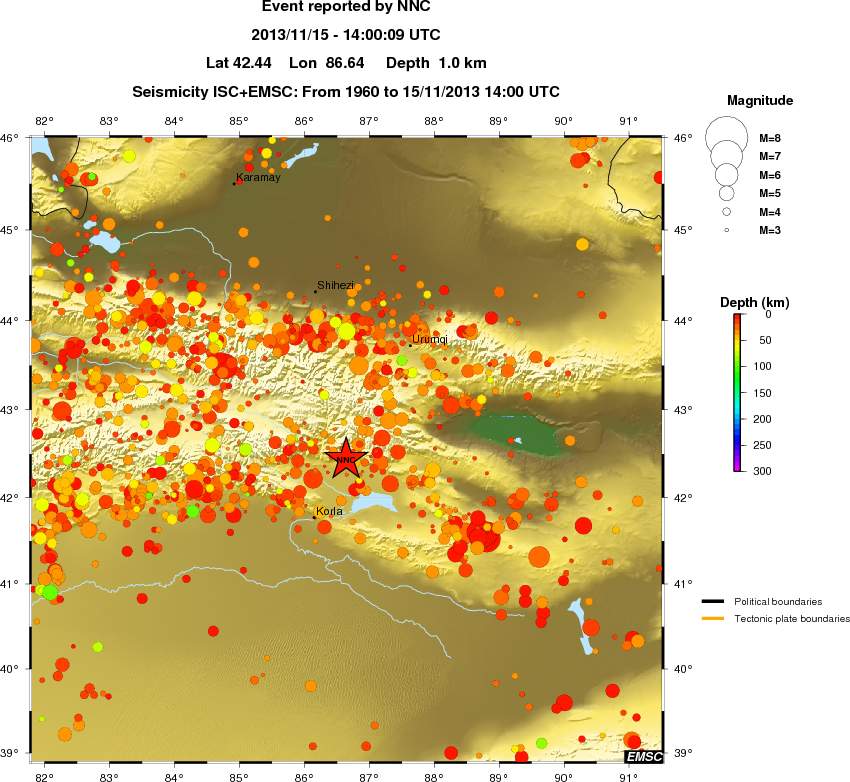 regional depth historical seismicity