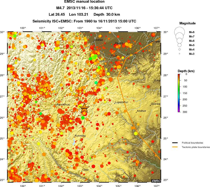 regional depth historical seismicity