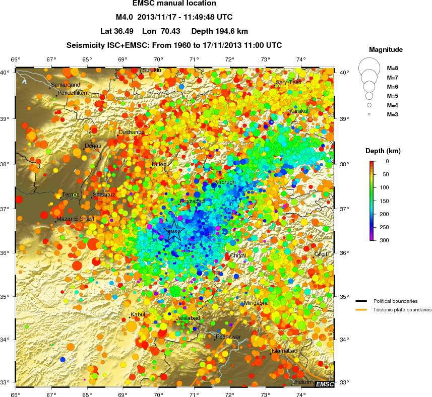 regional depth historical seismicity