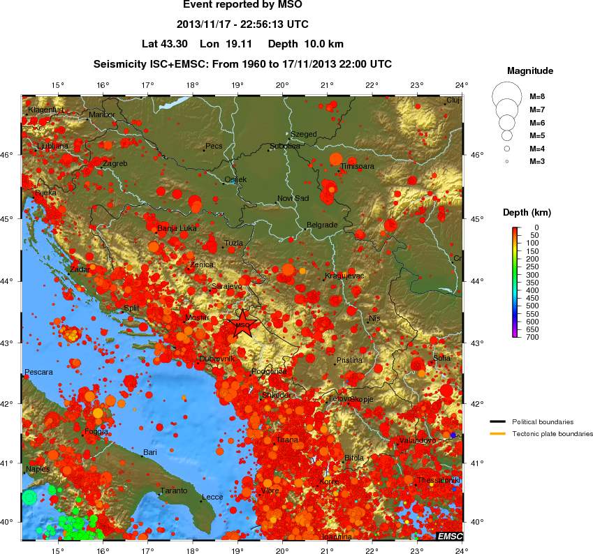regional depth historical seismicity