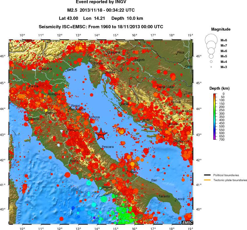 regional depth historical seismicity