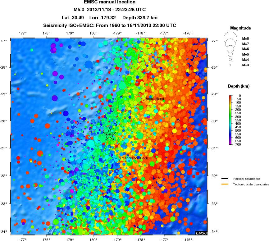 regional depth historical seismicity